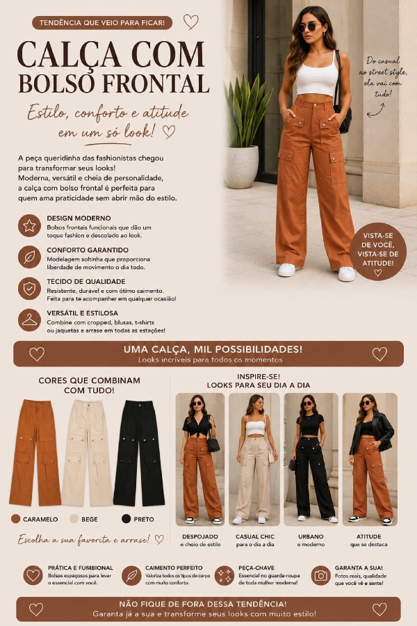 Calça com Bolso Frontal — moda feminina Marini Modas